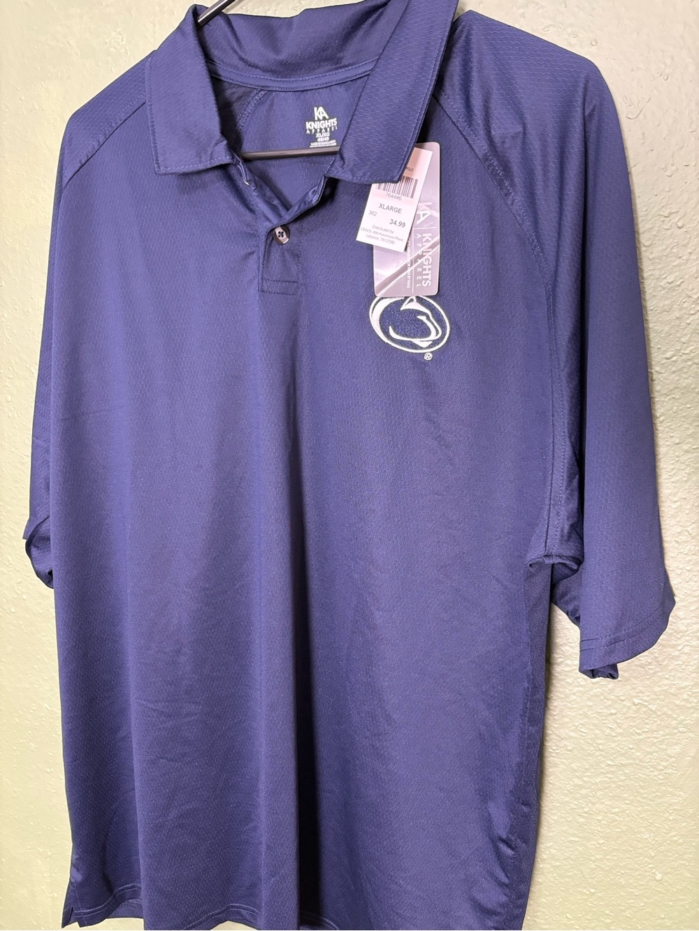 Ka Knights Men's Polo Shirt Penn State Nittany Lions, Short Sleeve, XL, Blue NWT
